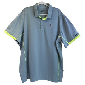 Nike Golf Tour Performance Mens XXL Light Blue/Lime Trim CowboysLogo Shirt FLAW